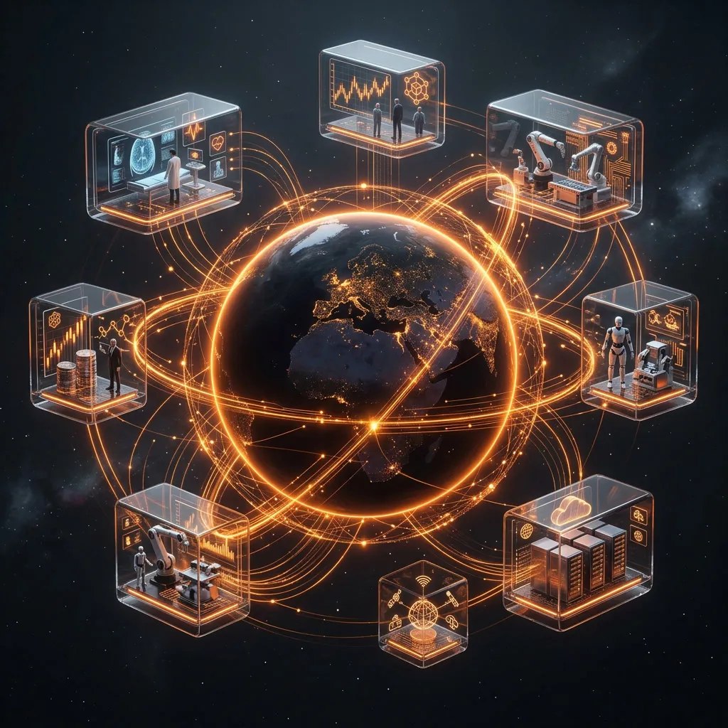 Professional research environment displaying AI ecosystem sector analysis across industry leaders, infrastructure, and emerging technologies
