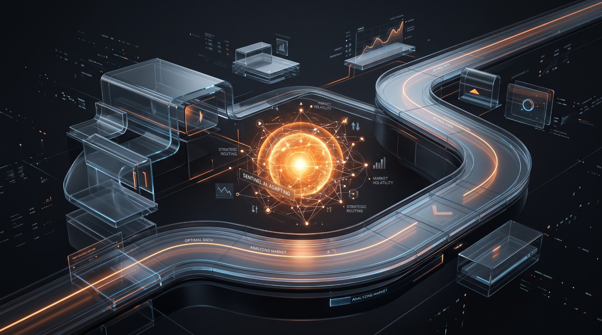Professional trading floor with AI-powered portfolio analytics and market data visualizations